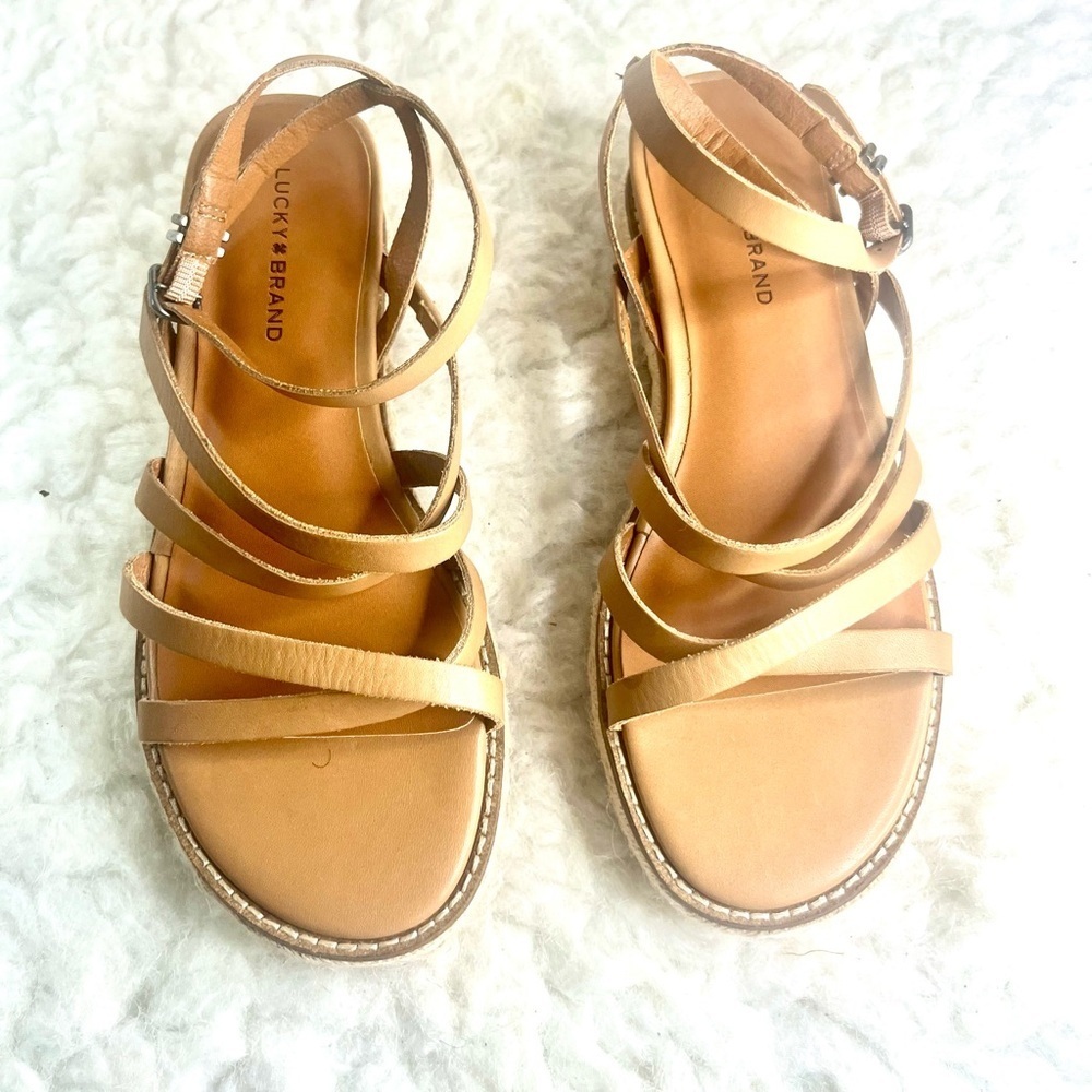 Lucky Brand Nemelli Tan Strappy Sandals Women Size 7M